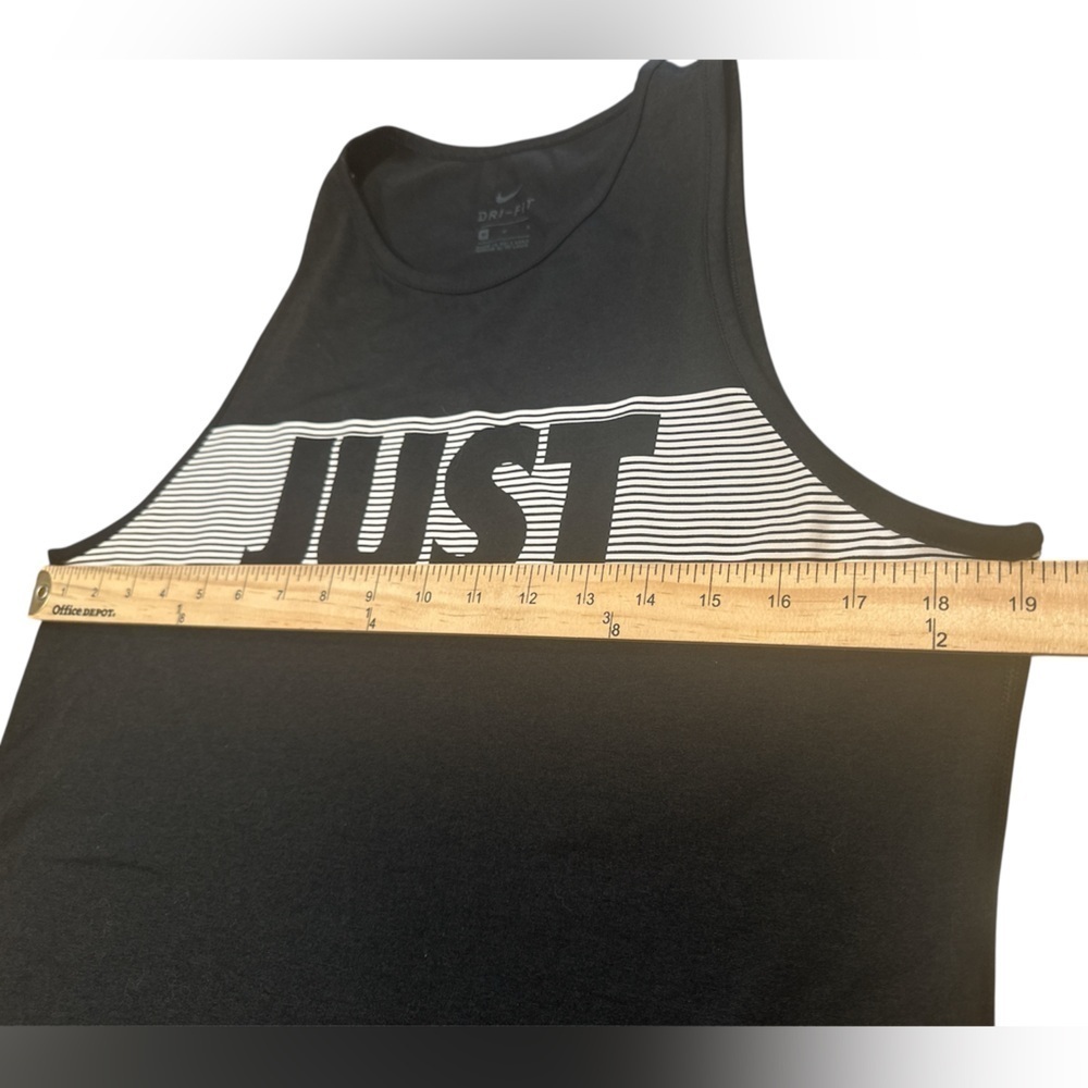 Nike Just Do It Dri Fit Tank Size Medium Black White Racerback Round Neck - Picture 10 of 11